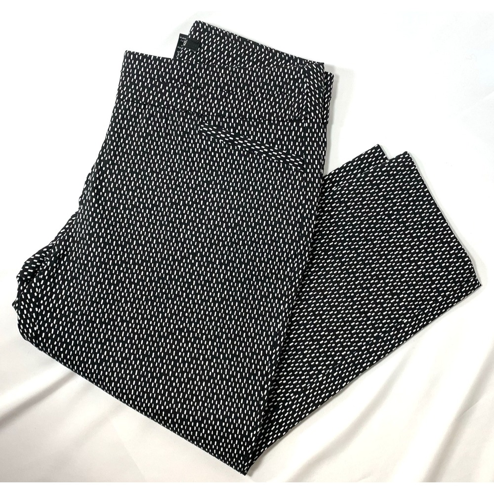 Apt. 9 Pant Womens Petite 8 Black White Geo Print Crop Stretch Chino Pull On